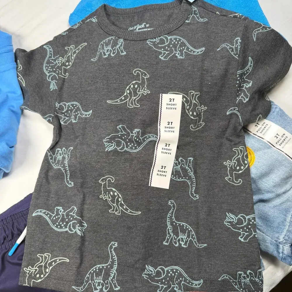 Cat & Jack Summer Lot Boys 2T 5 Piece Shorts Swim Shirts NWT